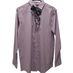 Van Heusen Flex Boy NWT Dress Shirt Bow Tie Purple Button XL Husky 18/20 Easter